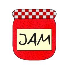 Bild eines Mrmeladenglases mit der Aufschrift JAM